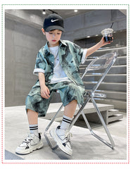 WZH301124-55 طقم ولادي صيفي قطعتين ( قميص + بنطلون)