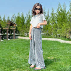 RM150424-36 طقم بناتي صيفي قطعتين ( بلوزة + بنطلون)