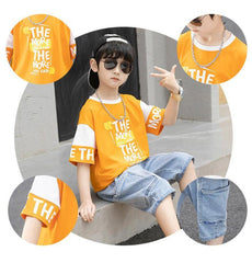 FU14042024-64 طقم ولادي صيفي قطعتين ( بلوزة + بنطلون)