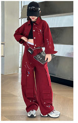 WZH191124-42 طقم جينز قطعتين ( جكيت + بنطلون)