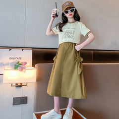 RM150424-24 طقم بناتي صيفي قطعتين ( بلوزة + تنورة )