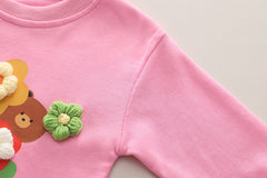 SSN040924-18 طقم بناتي ربيعي خريفي قطن دافي قطعتين ( بلوزة + بنطلون)