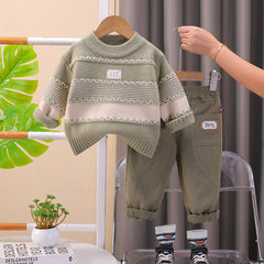 طقم قطعتين ( بلوزة صوف تقيل + بنطلون ) SSX220824-171