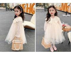 RM1231-06 فستان بناتي طبقات مزين باللولو والدانتيل