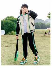 HBC040924-10 طقم بناتي شتوي مبطن فرو قطعتين ( جكيت + بنطلون)