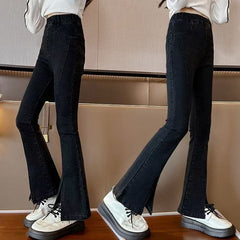 RM110825-11 بنطلون جينز اسود قصة عصرية