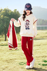 RM090424-3 بدلة سبورت قطني بناتي 3 قطع ( بلوزة + جكيت + بنطلون )