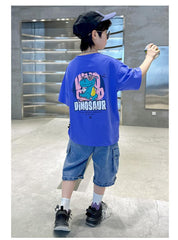 FU14042024-12 طقم ولادي صيفي قطعتين ( بلوزة + بنطلون)