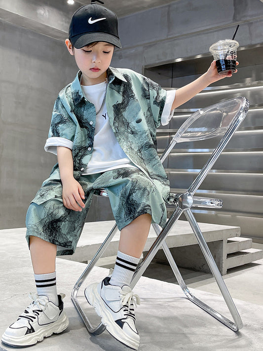 WZH301124-55 طقم ولادي صيفي قطعتين ( قميص + بنطلون)