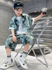 WZH301124-55 طقم ولادي صيفي قطعتين ( قميص + بنطلون)