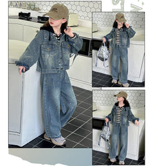 WZH191124-10 طقم جينز قطعتين (جكيت + بنطلون )