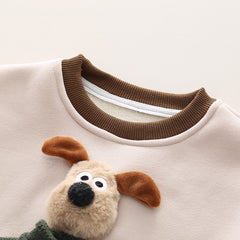 SSX220824-53 طقم ولادي شتوي تقيل مبطن فرو بالكامل قطعتين ( بلوزة + بنطلون)