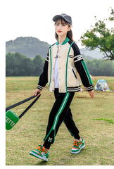 HBC040924-10 طقم بناتي شتوي مبطن فرو قطعتين ( جكيت + بنطلون)