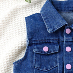 EU120424-50 طقم أفرهول بناتي مع جكيت جينز فخم