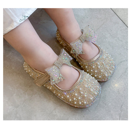 WDY260924-1 حذاء بناتي للمناسبات مزين الستراس والدانتيل