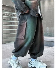 WZH301124-24 طقم جينز ولادي قطعتين ( جكيت + بنطلون)