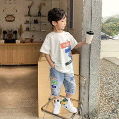 FU14042024-27 طقم ولادي قطعتين ( بلوزة + شورت)