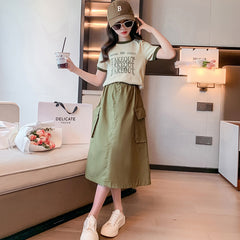 RM150424-24 طقم بناتي صيفي قطعتين ( بلوزة + تنورة )