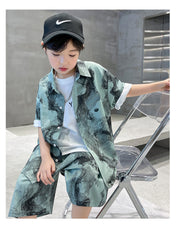 WZH301124-55 طقم ولادي صيفي قطعتين ( قميص + بنطلون)