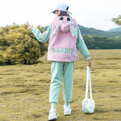 HBC040924-9 طقم بناتي شتوي تقيل مبطن فرو بالكامل 3 قطع ( بلوزة + فست + بنطلون)