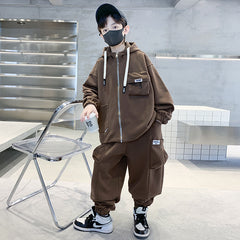 WZ261124-5 ترينج ولادي قطن ربيعي خريفي قطعتين ( جكيت + بنطلون)