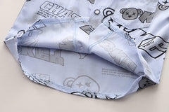 SSX220824-73 طقم صيفي قطعتين ( قميص مع ببيونة + شورت مع شيال)