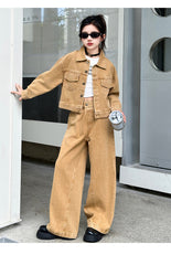 WZH191124-32 طقم جينز قطعتين ( جكيت + بنطلون)