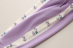 SSN040924-7 طقم بناتي قطن دافي خريفي ربيعي 3 قطع ( جكيت + بنطلون + حقيبة )