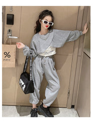 AO0508-137 طقم سبورت بناتي قطني 3 قطع بتصميم عصري مميز وخامة ممتازة