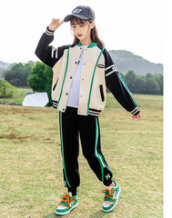 HBC040924-10 طقم بناتي شتوي مبطن فرو قطعتين ( جكيت + بنطلون)