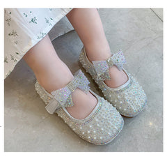 WDY260924-1 حذاء بناتي للمناسبات مزين الستراس والدانتيل