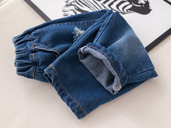 SSX220824-109 طقم ولادي قطعتين ( بلوزة + بنطلون جينز)