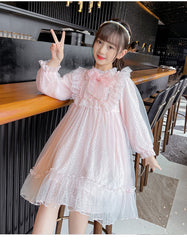 RM1231-05 فستان بناتي ناعم مزين باللولو لأعياد الميلاد والحفلات