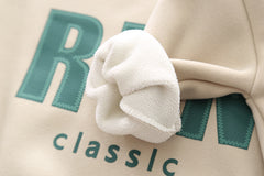 SSX220824-19 طقم ولادي شتوي تقيل مبطن فرو بالكامل قطعتين ( بلوزة + بنطلون)