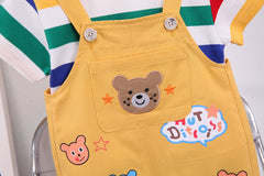 RM231223-17 طقم ولادي قطعتين ( أفرهول كتان + بلوزة قطنية )