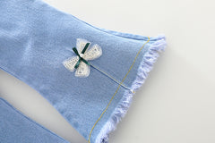 AO0508-215 طقم بناتي 3 قطع ( قميص + جكيت + بنطلون جينز )