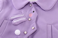 SSN040924-68 طقم بناتي قطن خريفي ربيعي دافي قطعتين ( جكيت + بنطلون)