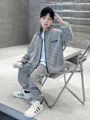 WZ261124-9 بدلة خريفي شتوي مصوفة تقيلة كتير قطعتين ( جكيت + بنطلون)