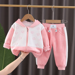 SSN040924-13 طقم بناتي شتوي مبطن فرو من الداخل قطعتين ( جكيت + بنطلون )