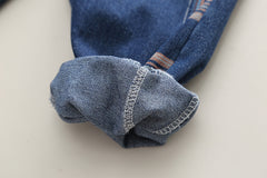 RM231223-39 طقم جينز 3 قطع ( جكيت + بلوز قطنية+ بنطلون)