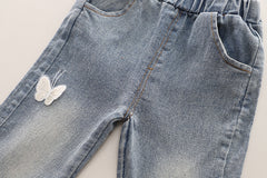 SSN040924-25 طقم بناتي قطن تقيل خريفي ربيعي قطعتين ( بلوزة + بنطلون)