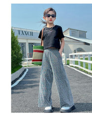 RM150424-36 طقم بناتي صيفي قطعتين ( بلوزة + بنطلون)