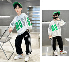 WZS040924-6 طقم ولادي قطني خريفي ربيعي قطعتين ( بلوزة + بنطلون)