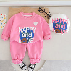 SSN040924-17 طقم بناتي ربيعي خريفي قطن دافي قطعتين ( بلوزة + بنطلون)