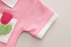 SSN040924-11 طقم بناتي صيفي قطعتين ( بلوزة + بنطلون)