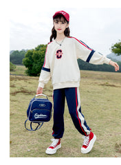 RM090424-10 بدلة قطنية رياضيه قطعتين ( بلوزة + بنطلون )