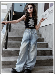 RM150424-4 طقم بناتي قطعتين ( بلوزة + بنطلون مميز قصة مودرن )