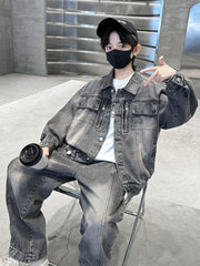 WZH301124-34 طقم ولادي جينز قطعتين ( جكيت + بنطلون)