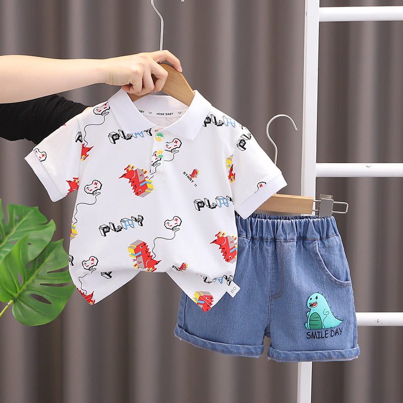 SSX220824-7 طقم صيفي قطعتين ( بلوزة + شورت )