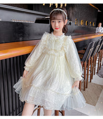 RM1231-05 فستان بناتي ناعم مزين باللولو لأعياد الميلاد والحفلات